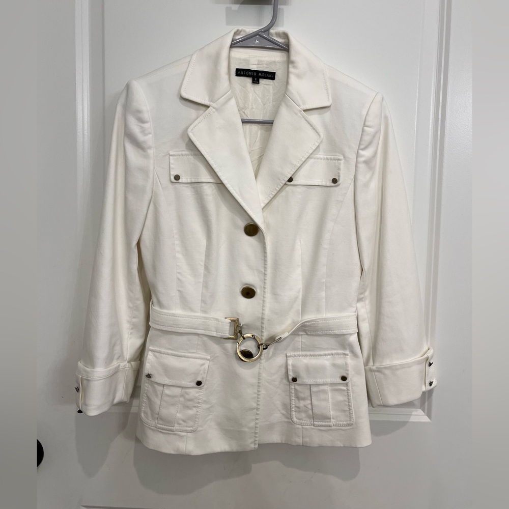 ANTONIO MELANI white Blazer with Belted Detail